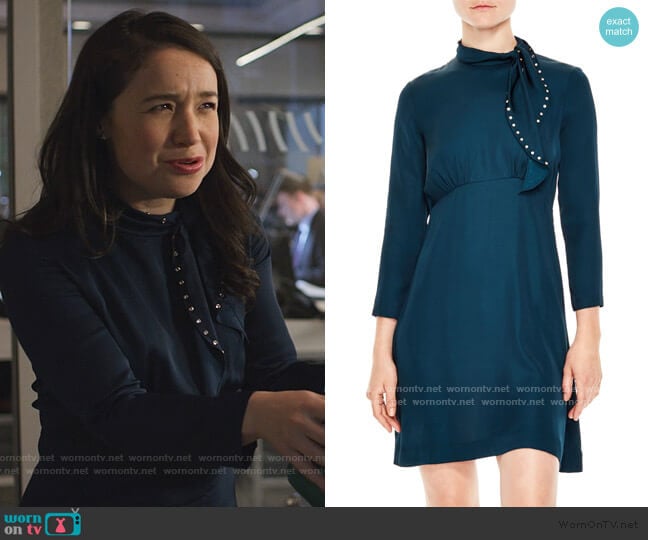 Saloni Embellished Tie Neck Dress worn by Marissa Gold (Sarah Steele) on The Good Fight