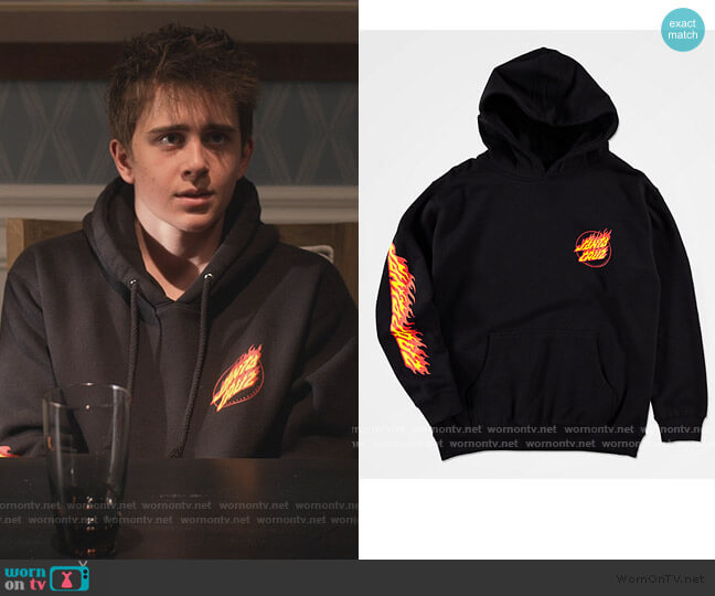 Santa Cruz Skate Santa Cruz Boys Flame Hand Black Hoodie
