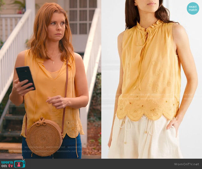 See by Chloe Scalloped Embroidered Voile Top worn by Maddie Townsend (JoAnna Garcia Swisher) on Sweet Magnolias