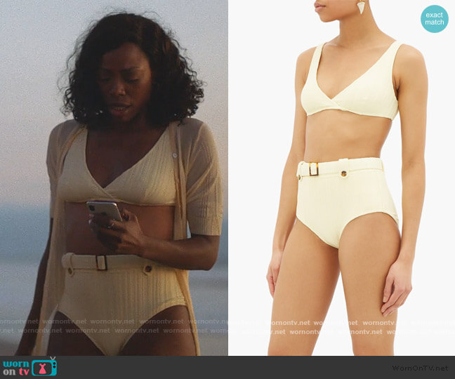 Solid & Striped The Annie ribbed high-rise bikini briefs worn by Molly Carter (Yvonne Orji) on Insecure
