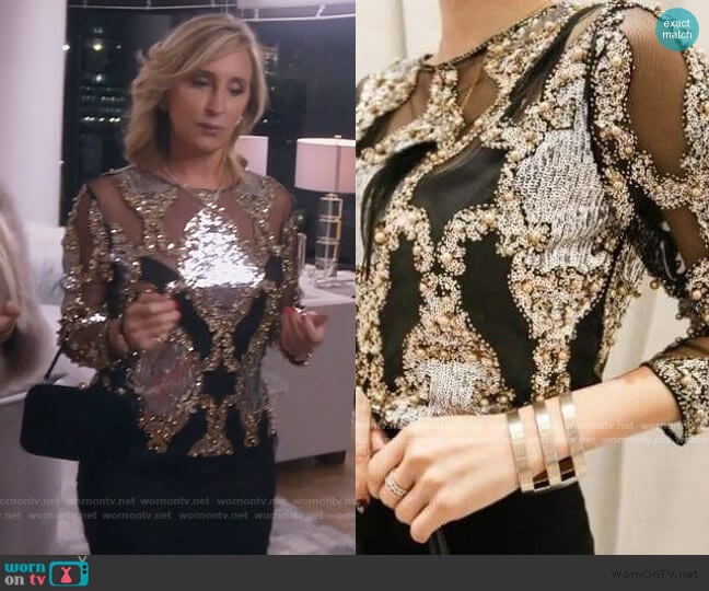 Sonja Sequin Mesh Top worn by Sonja Morgan on The Real Housewives of New York City