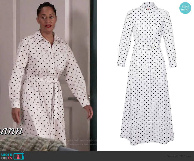 Staud Daisy shirt dress worn by Rainbow Johnson (Tracee Ellis Ross) on Black-ish