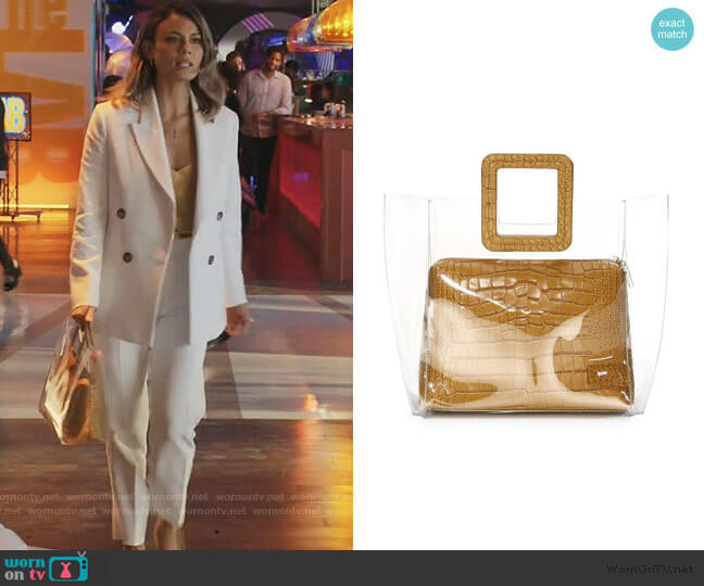 Staud Shirley Crocodile Leather Tote worn by Noa Hamilton (Nathalie Kelley) on The Baker and the Beauty