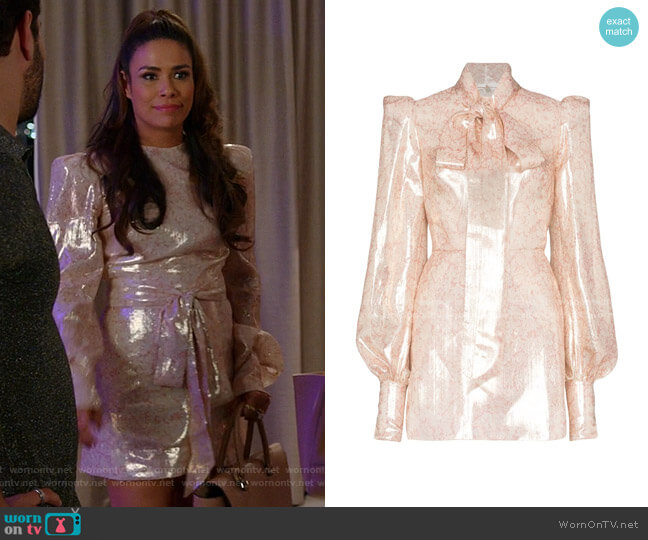 The Vampire's Wife Mayhem Floral Print Mini Dress worn by Cristal Jennings (Daniella Alonso) on Dynasty