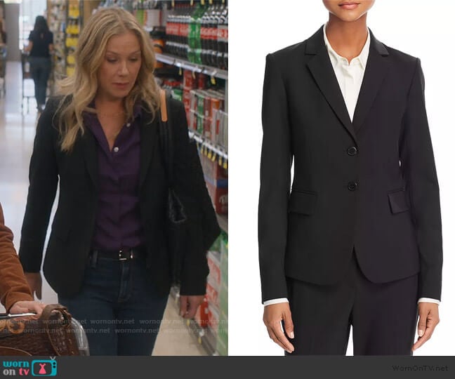 Theory Carissa Wool-Blend Blazer worn by Jen Harding (Christina Applegate) on Dead to Me