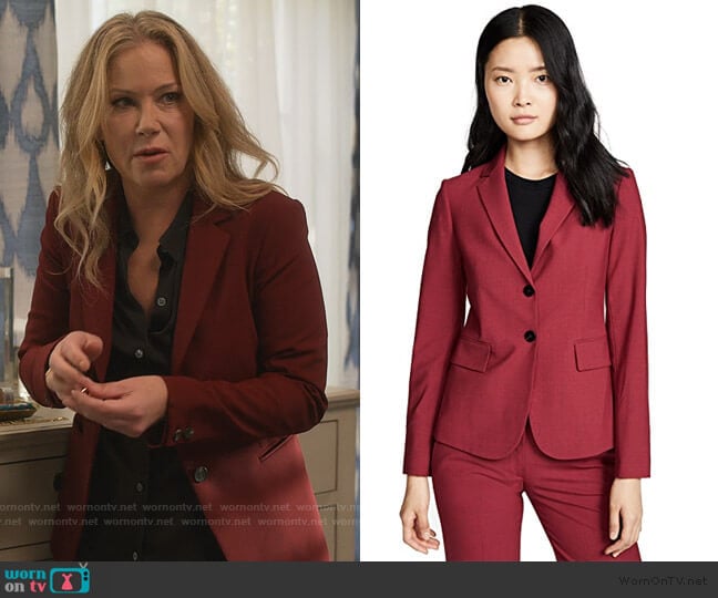 Theory Carissa Blazer worn by Jen Harding (Christina Applegate) on Dead to Me