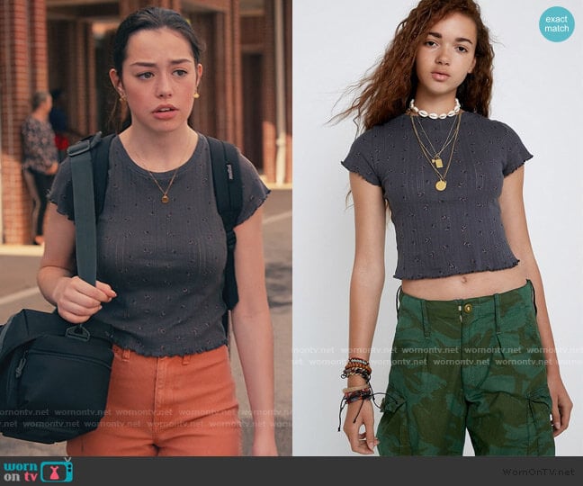 Urban Outfitters Ditsy Floral Pointelle Baby T-Shirt worn by Annie Sullivan (Anneliese Judge) on Sweet Magnolias