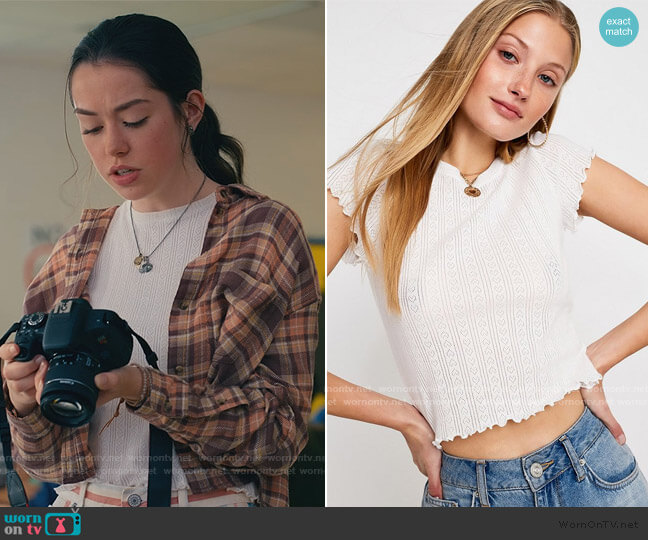 Urban Outfitters Heart Pointelle T-Shirt worn by Annie Sullivan (Anneliese Judge) on Sweet Magnolias