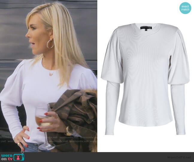Veronica Beard Lyon Rib Knit Top worn by Tinsley Mortimer on The Real Housewives of New York City