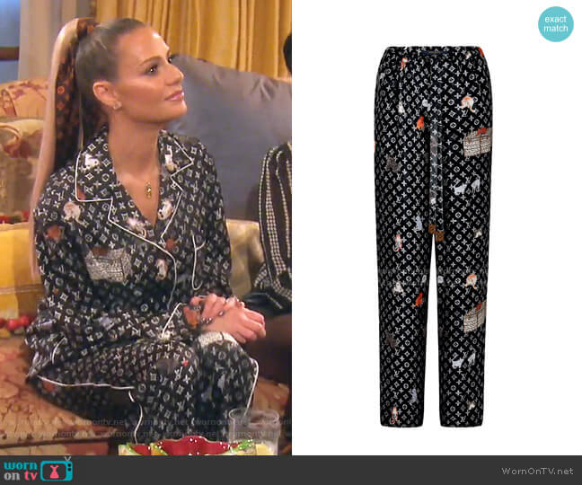 Louis Vuitton x Grace Coddington Cat Motif Pajama pants  - Capsule Collection worn by Dorit Kemsley on The Real Housewives of Beverly Hills