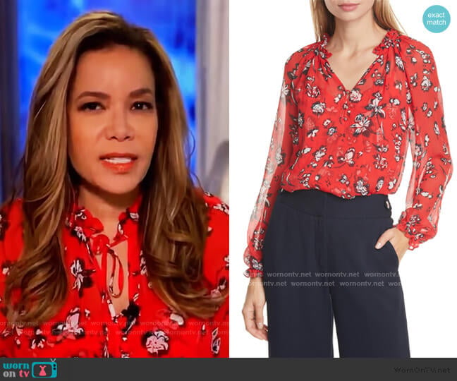 Veronica Beard Antonette Floral Silk Blouse worn by Sunny Hostin on The View
