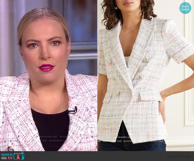 Veronica Beard Jenny Dickey double-breasted tweed blazer worn by Meghan McCain on The View