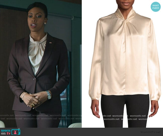 Vince Knot Silk Top worn by Kate Sacker (Condola Rashad) on Billions