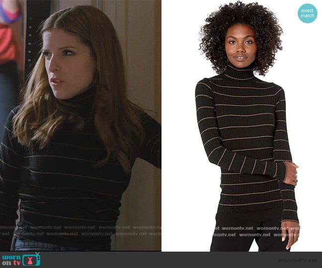 Vince Striped Rib Turtleneck worn by Darby (Anna Kendrick) on Love Life