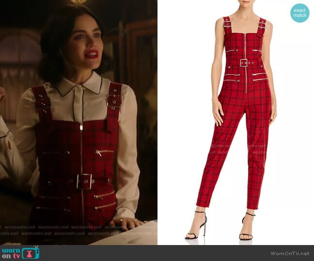 WeWoreWhat Plaid Moto Jumpsuit worn by Katy Keene (Lucy Hale) on Katy Keene