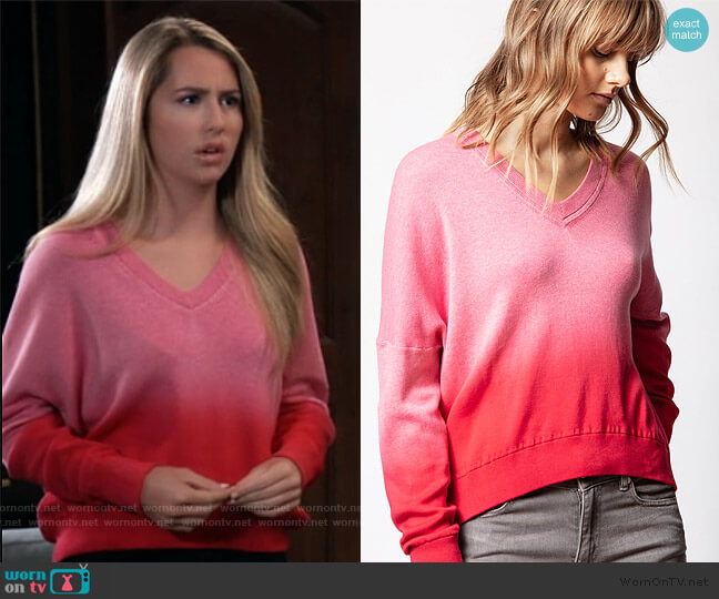 Zadig and Voltaire Brumy Dip Dye Sweater worn by Josslyn Jacks (Eden McCoy) on General Hospital