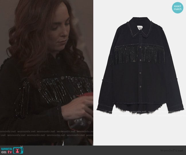 Zara Shiny Fringe Jacket worn by Villanelle (Jodie Comer) on Killing Eve