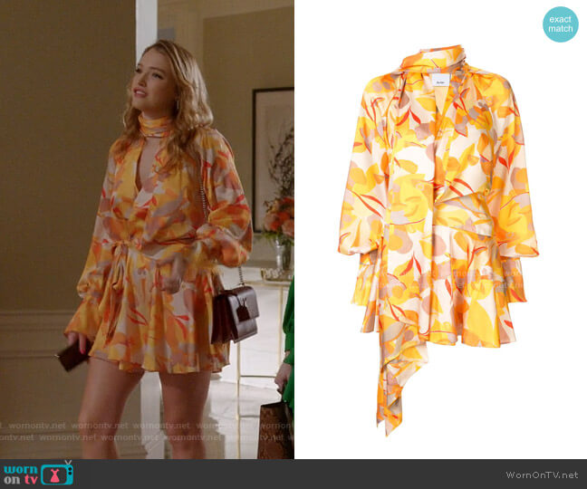 Acler Bradley Draped Abstract-Print Dress worn by Kirby Anders (Maddison Brown) on Dynasty