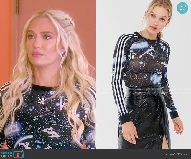 Adidas Originals X Fiorucci Sheer Long Sleeve Top worn by Erika Jayne on The Real Housewives of Beverly Hills