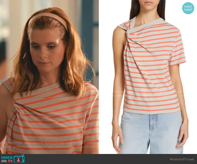 Alexanderwang.t Stripe Twist Detail Tee worn by Maddie Townsend (JoAnna Garcia Swisher) on Sweet Magnolias