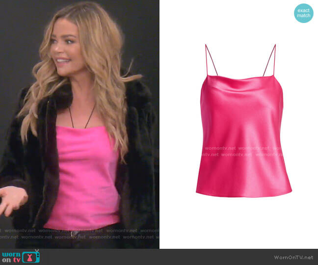 Alice + Olivia Harmon Drapey Slip Camisole worn by Denise Richards on The Real Housewives of Beverly Hills