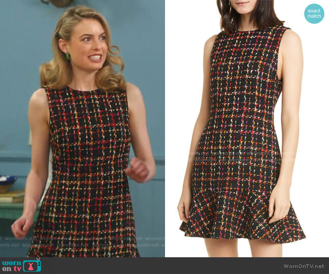 Alice + Olivia Sonny Tweed Ruffle Skater Dress