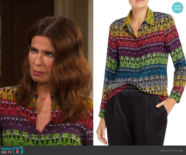 Alice + Olivia Willow Blouse worn by Hope Williams (Kristian Alfonso) on Days of our Lives