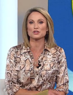 Amy’s snake print shirtdress on Good Morning America