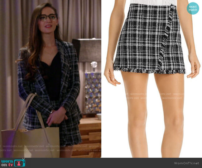 Aqua Tweed Plaid Mini Skirt