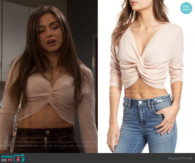 ASTR The Label Twist Front Cropped Top worn by Ciara Brady (Victoria Konefal) on Days of our Lives