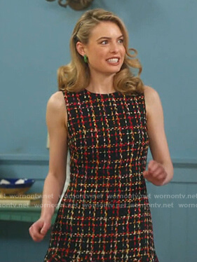 Atropos’s tweed sleeveless dress on Legends of Tomorrow
