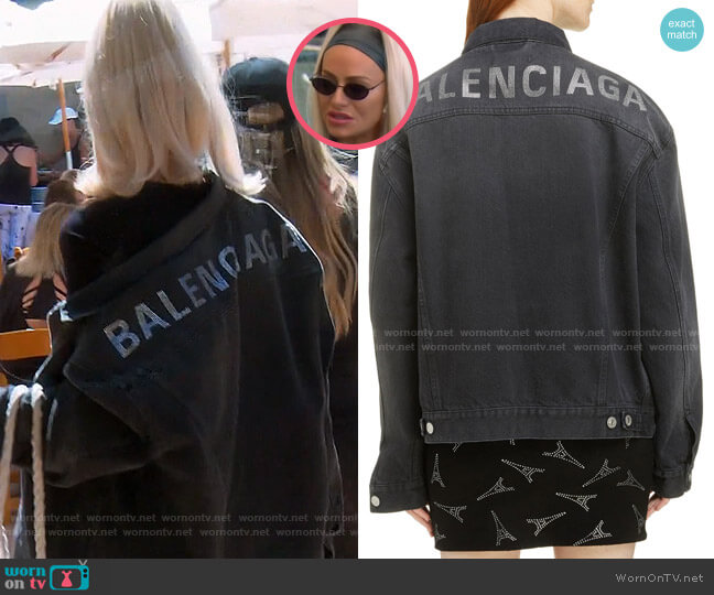 Balenciaga Embellished Logo Denim Jacket worn by Dorit Kemsley on The Real Housewives of Beverly Hills