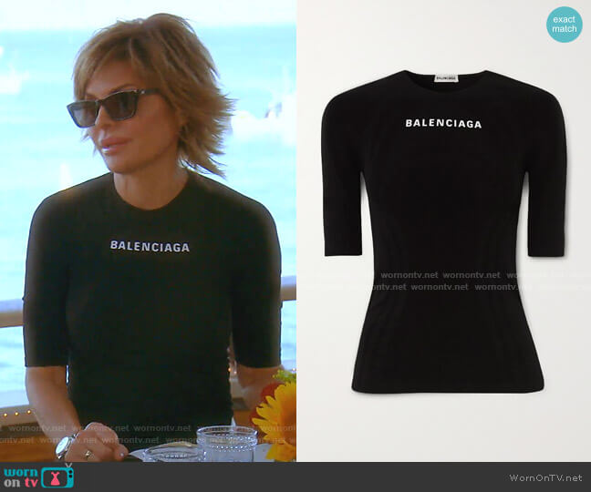 Balenciaga Printed Stretch-Jersey Top worn by Lisa Rinna on The Real Housewives of Beverly Hills