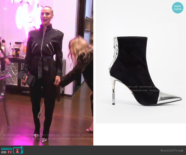 Balmain Blair Suede & Metallic Ankle Boots worn by Dorit Kemsley on The Real Housewives of Beverly Hills