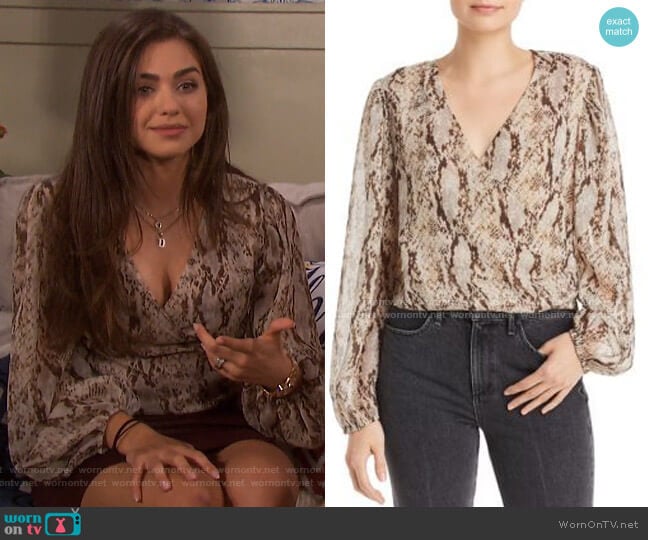 Bardot Snake-Print Faux Wrap Blouse worn by Ciara Brady (Victoria Konefal) on Days of our Lives