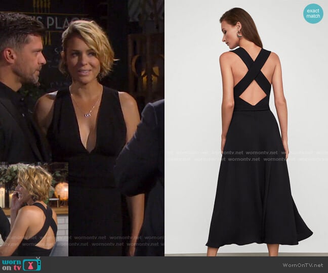 Bcbgmaxazria Crisscross Back Satin Dress worn by Nicole Walker (Arianne Zucker) on Days of our Lives