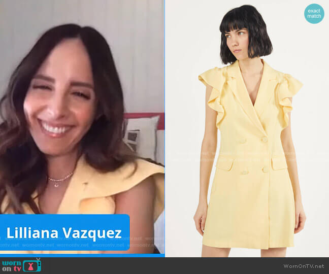 Bershka Blazer-style Gilet with Ruffles worn by Lilliana Vazquez on E! News