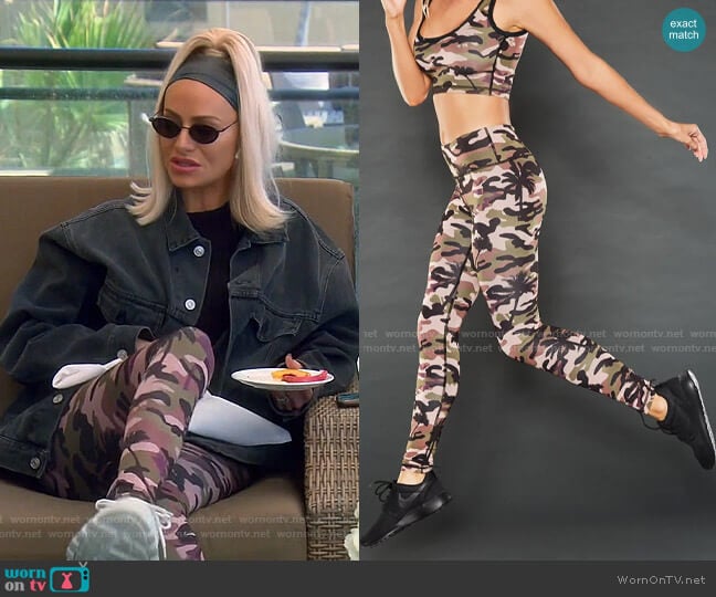 Beverly Beach Palm Camo Mid Rise Leggings worn by Dorit Kemsley on The Real Housewives of Beverly Hills