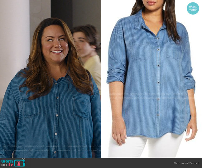 Caslon Stripe Shirt worn by Katie Otto (Katy Mixon) on American Housewife