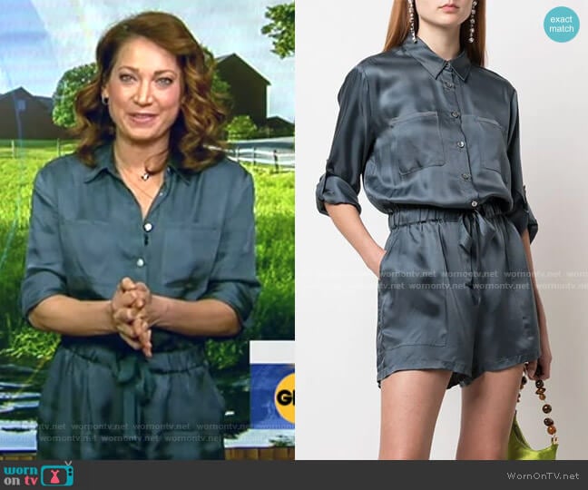 Cinq a Sept Giles Romper worn by Ginger Zee on Good Morning America