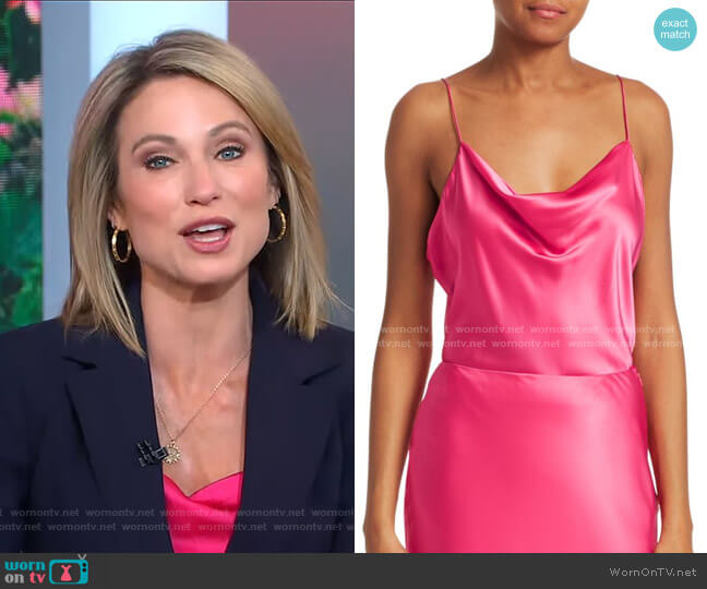 Cinq a Sept Marta Silk Cowlneck Cami Top worn by Amy Robach on Good Morning America