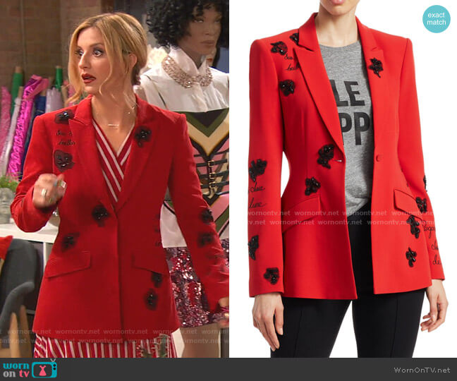 Cinq a Sept Estelle Blazer worn by Chelsea Grayson (Anneliese van der Pol) on Ravens Home