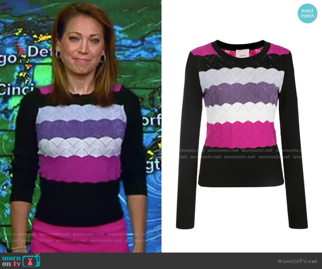 Cinq a Sept Skylar Sweater worn by Ginger Zee on Good Morning America