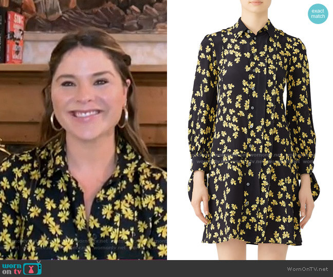Derek Lam Pleated Floral Shirtdress worn by Jenna Bush Hager on Today