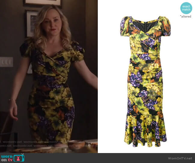 Dolce & Gabbana Grape-Print Midi Dress worn by Marissa Morgan (Geneva Carr) on Bull