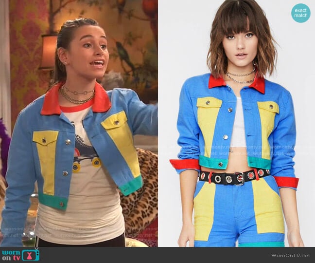 Current Mood Primary Instincts Colorblock Jacket worn by Tess O'Malley (Sky Katz) on Ravens Home