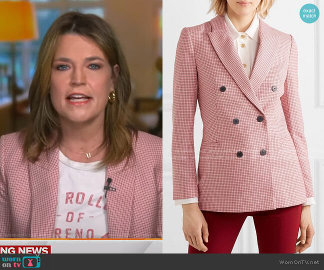 Cefinn Double-Breasted Houndstooth Blazer worn by Savannah Guthrie on Today