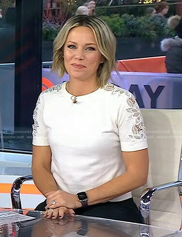 Dylan’s white lace short sleeve sweater on Today