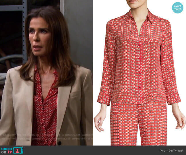 Alice + Olivia Eloise Blouse worn by Hope Williams (Kristian Alfonso) on Days of our Lives