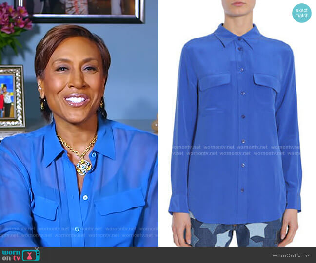 Equipment Silk Shirt worn by Robin Roberts on Good Morning America